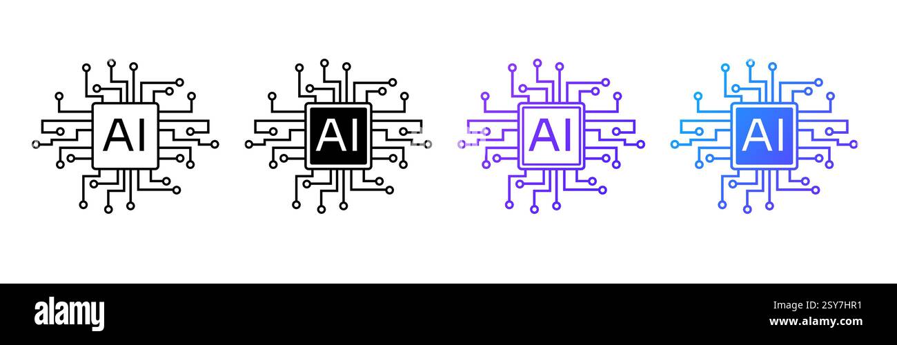 Logo de puce ai minimaliste pour l'innovation et les systèmes numériques. Illustration de Vecteur