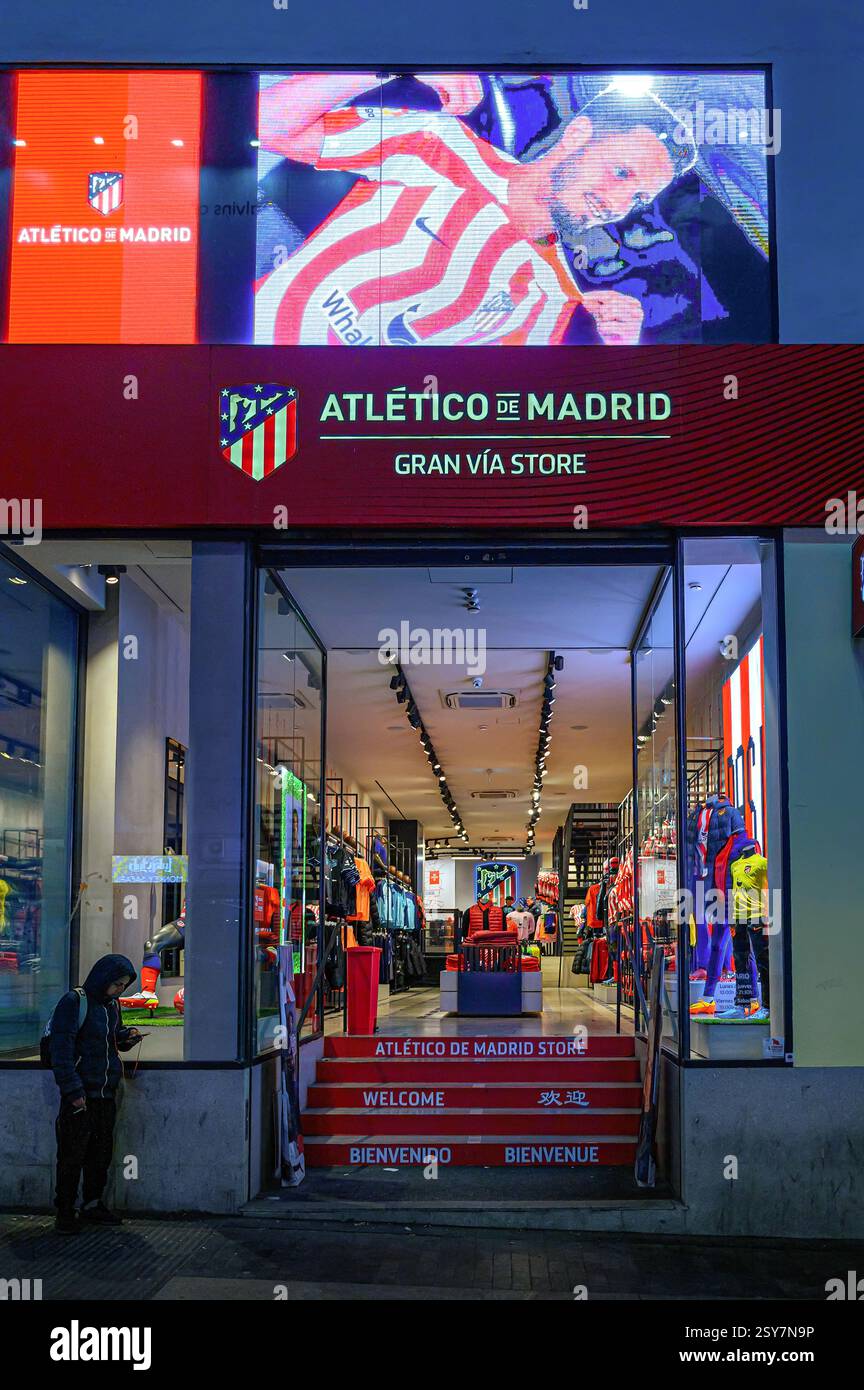 Entrée au magasin de détail de l'Atletico de Madrid, un club de football local, Madrid, Espagne Banque D'Images