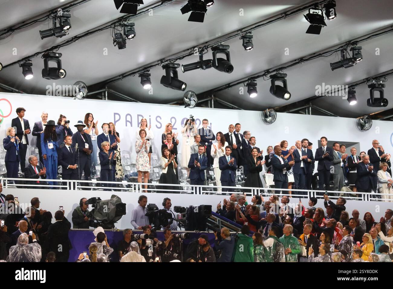 26 juillet 2024 - Paris, France : Emmanuel Macron déclare les Jeux Olympiques de Paris 2024 ouverts lors de la cérémonie d'ouverture (photo de Mickael Chavet) Banque D'Images
