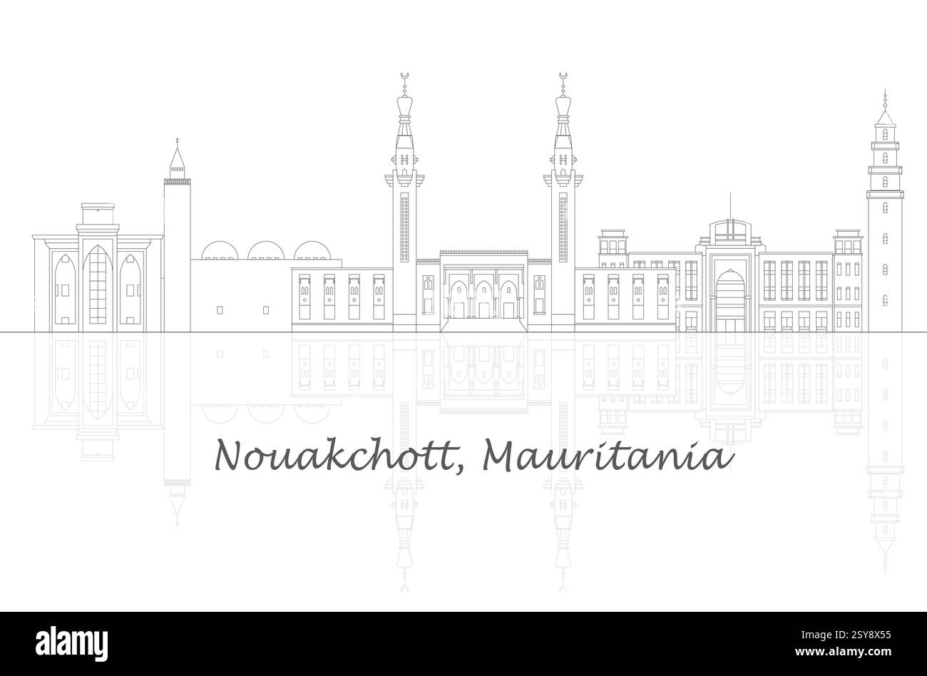 Aperçu Skyline panorama de la ville de Nouakchott, Mauritanie - illustration vectorielle Illustration de Vecteur