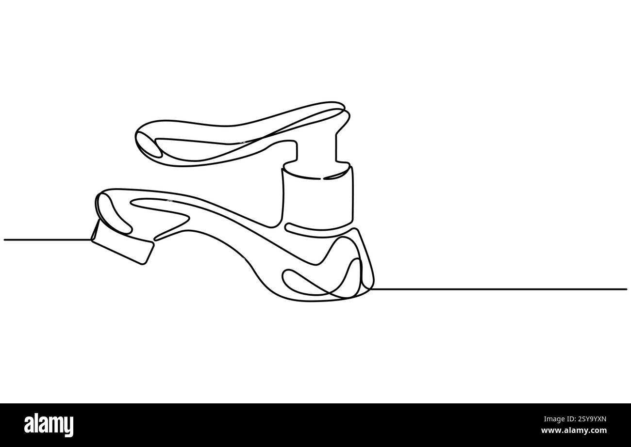 robinet d'eau dessin d'une ligne Illustration de Vecteur