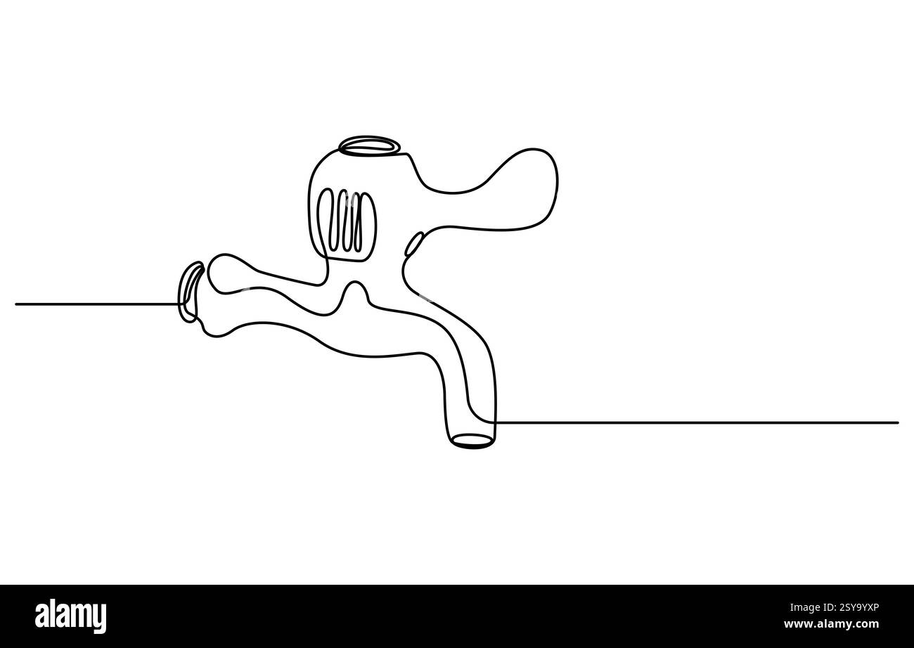 robinet d'eau dessin d'une ligne Illustration de Vecteur