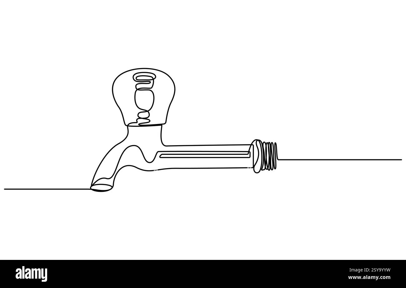 robinet d'eau dessin d'une ligne Illustration de Vecteur