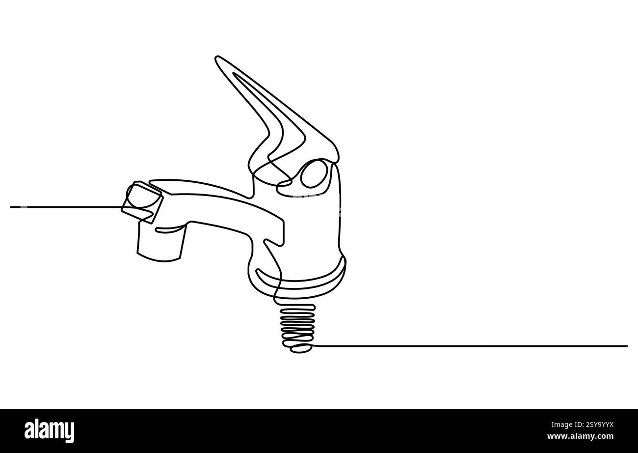 robinet d'eau dessin d'une ligne Illustration de Vecteur