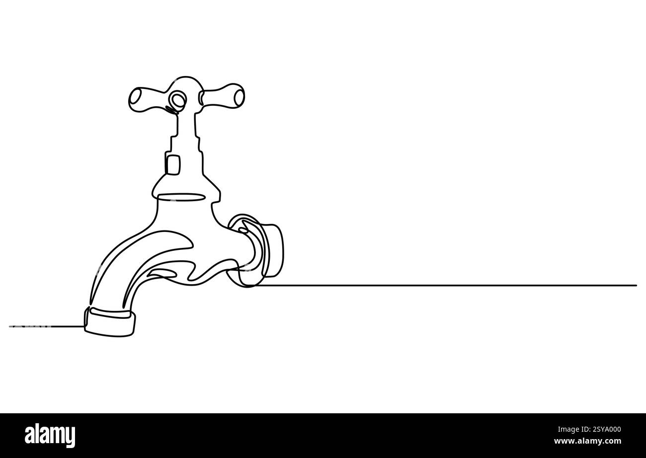 robinet d'eau dessin d'une ligne Illustration de Vecteur