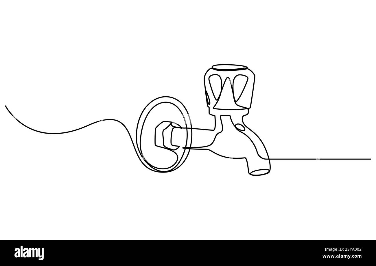 robinet d'eau dessin d'une ligne Illustration de Vecteur