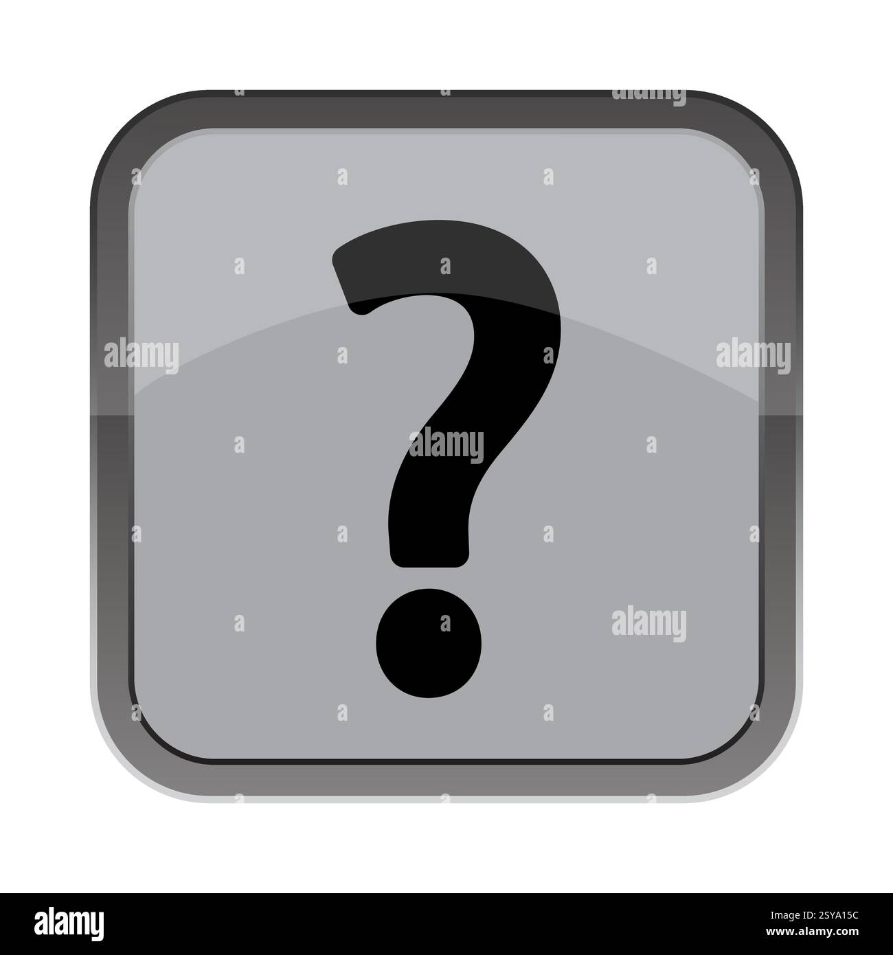 Icône point d'interrogation. Forme carrée grise. Symbole de requête mystère. Elément d'aide vectorielle. Illustration de Vecteur