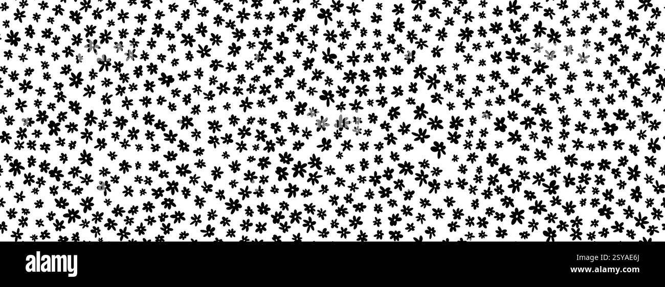 Minuscules fleurs noires motif sans couture. Motif répétitif monochrome. Fond floral pour impression textile, échantillon de tissu, ornement de robe, ornement de conception de vêtements. Joli papier peint romantique. Vecteur Illustration de Vecteur