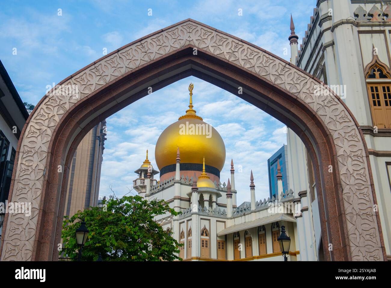 Mosquée Masjid Sultan à Muscat Street dans le quartier historique de Kampong Glam, dans le quartier de Rochor dans le quartier Central, Singapour. Banque D'Images