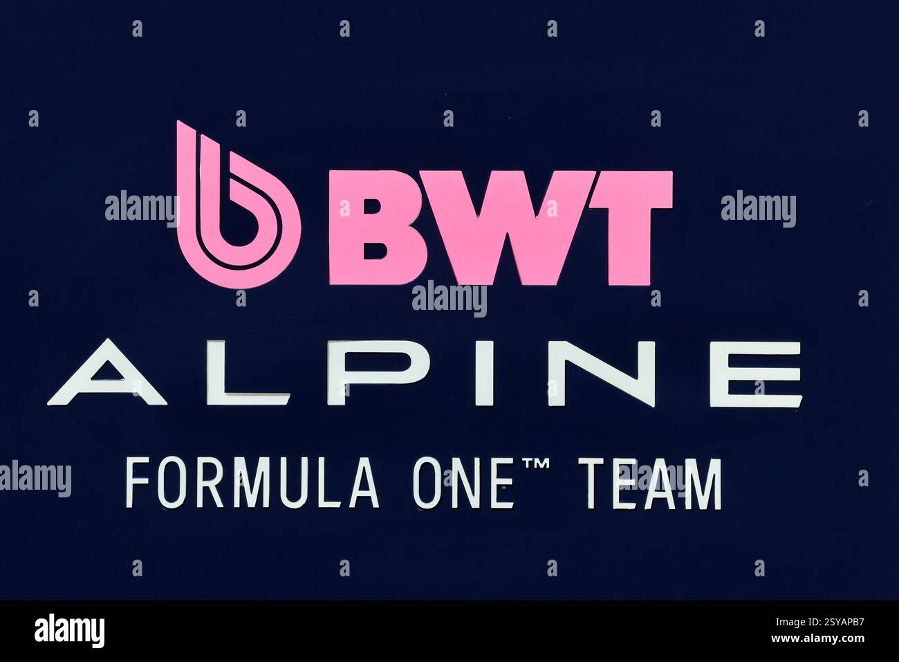 Sakhir, Bahreïn. 28 février 2025. Logo Alpine F1 Team. 28.02.2025. Essais de formule 1, Sakhir, Bahreïn, troisième jour. Le crédit photo devrait se lire : XPB/Alamy Live News. Banque D'Images