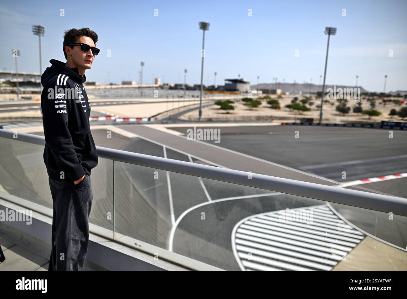Sakhir, Bahreïn. 28 février 2025. George Russell (GBR) Mercedes AMG F1. 28.02.2025. Essais de formule 1, Sakhir, Bahreïn, troisième jour. Crédit : James Moy/Alamy Live News Banque D'Images