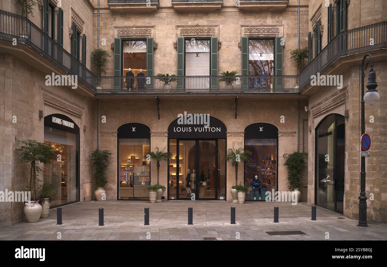 Louis Vuitton Brand Store, logo, Store, Palma de Majorque, Majorque, îles Baléares, Îles Baléares, Espagne, Europe Banque D'Images