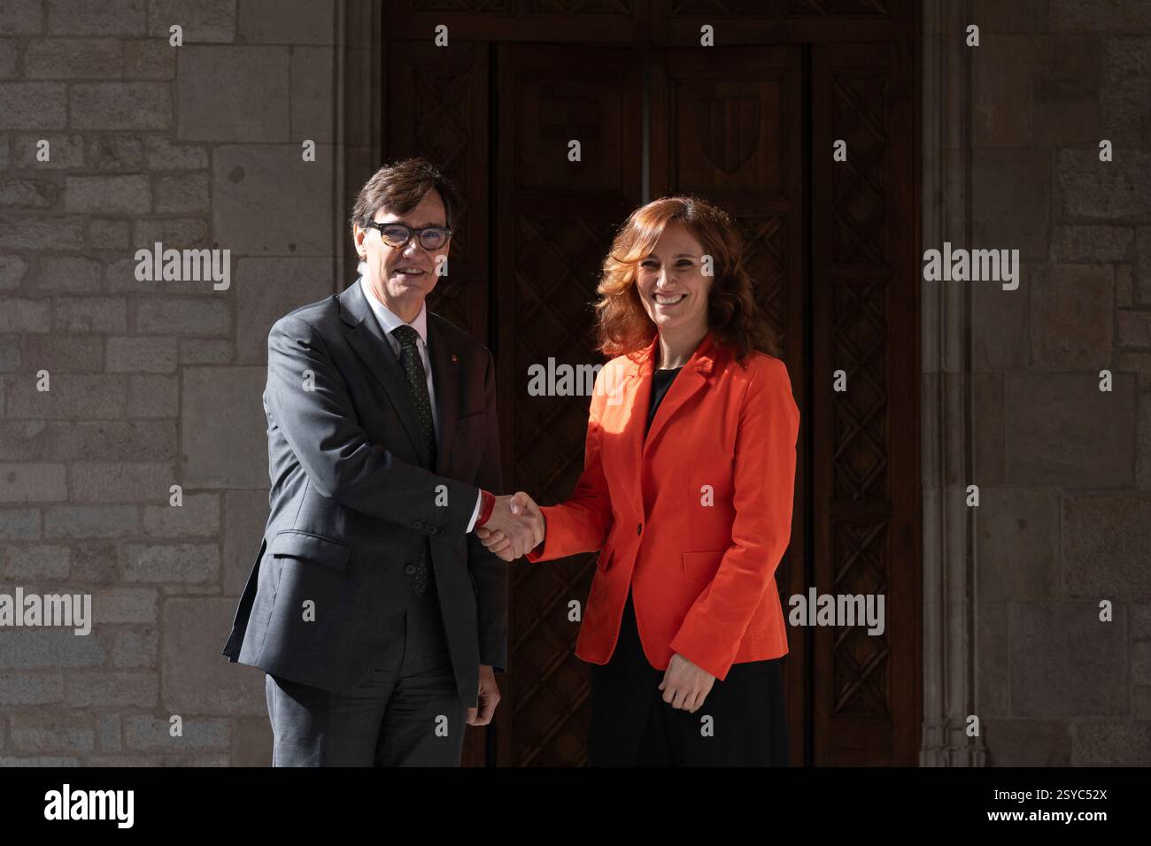 The Minister of Health, Monica Garcia, meets with the President of Catalonia, Salvador Illa, at the Generalitat de Catalunya, on February 28, 2025, in Barcelona, Catalonia, Spain. FEBRUARY 28;2025 David Zorrakino / Europa Press 02/28/2025 (Europa Press via AP) Banque D'Images