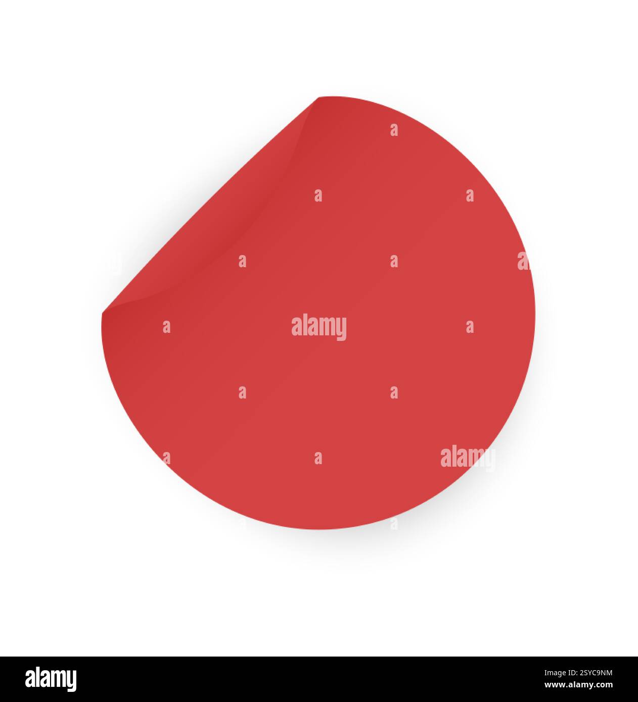 Autocollant de papier rond avec coin pelable, étiquette adhésive rouge, badge circulaire, maquette vectorielle isolée Illustration de Vecteur