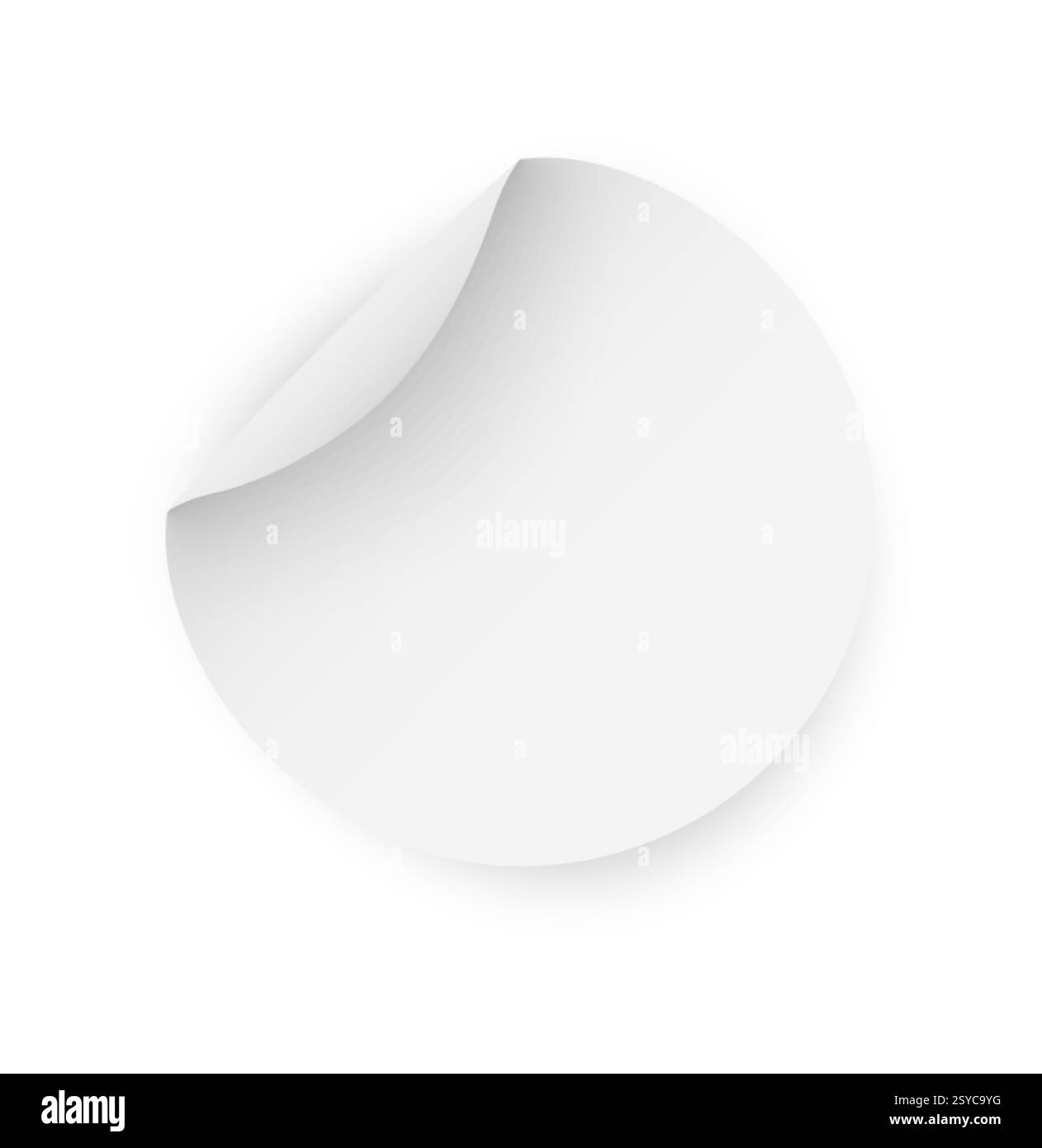 Autocollant de papier rond avec coin pelable, étiquette adhésive blanche, badge circulaire, maquette vectorielle isolée Illustration de Vecteur