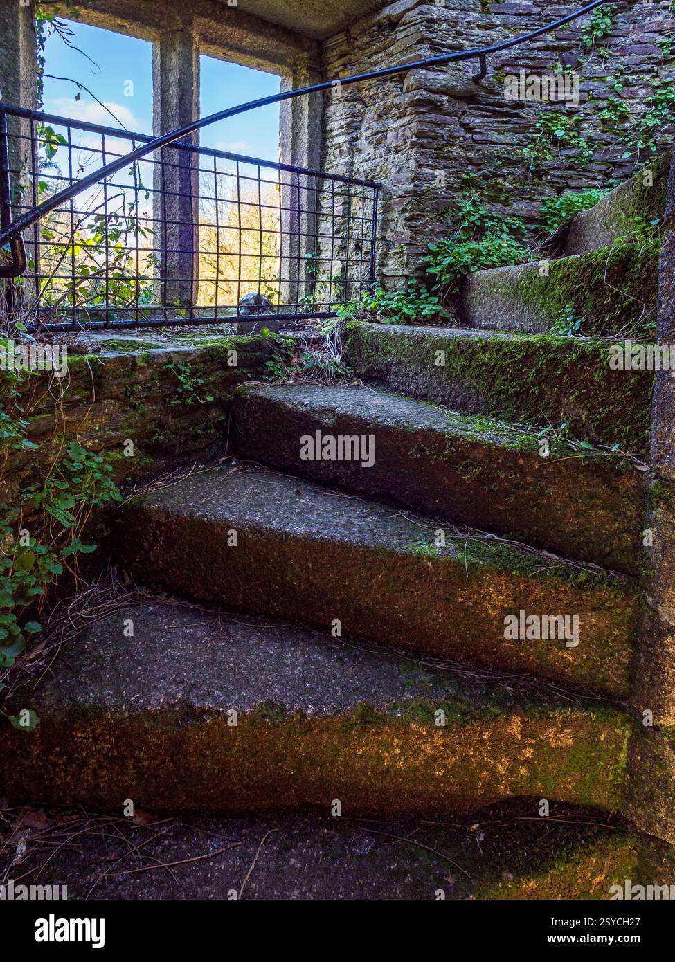 Escalier en colimaçon dans l'ancien presbytère, Garden House, Dartmoor Banque D'Images