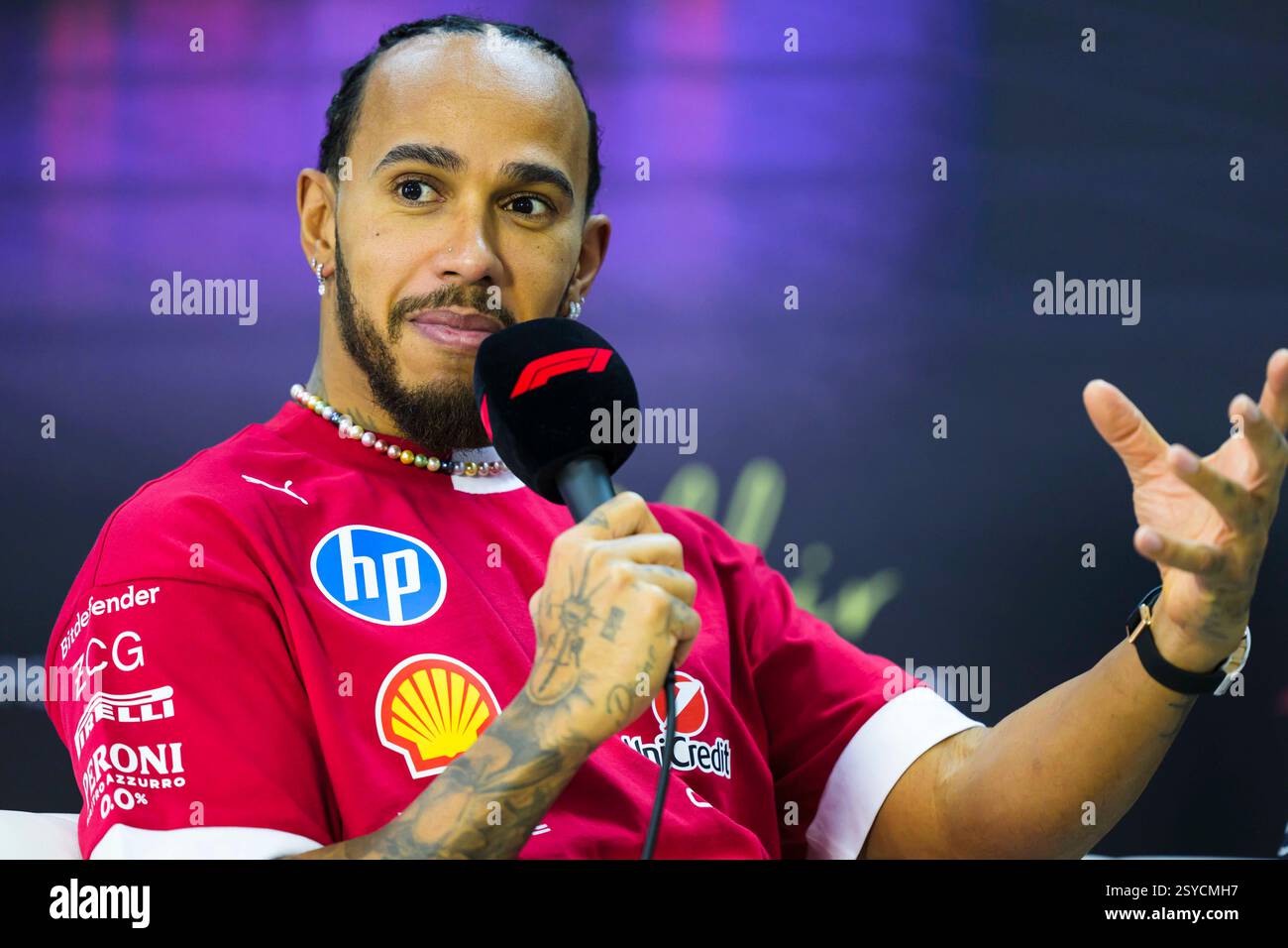 Sakhir, Bahreïn. 28 février 2025. Lewis Hamilton de l'écurie Scuderia Ferrari F1 Team lors du jour d'essais 3. Ahmad Al Shehab/Alamy Live News. Banque D'Images