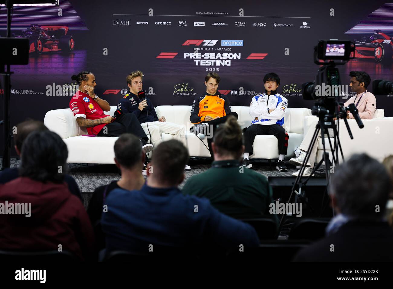 BAHREÏN, BAHREÏN - FÉVRIER 28 : Conférence de presse lors de la troisième journée des essais de F1 sur le circuit international de Bahreïn le 28 février 2025 à Bahreïn, Bahreïn. (Photo de Qian Jun/Alamy Live News) Banque D'Images