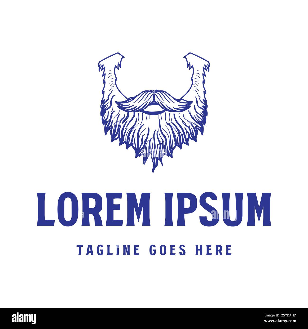 Vintage rétro vieil homme grec moustache et barbe Philosopher illustration logo Design Illustration de Vecteur