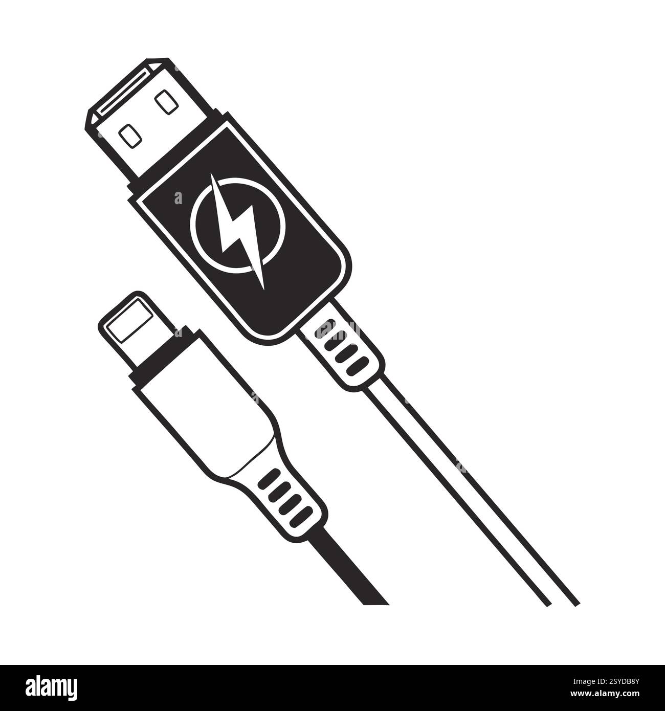 USB et câble de chargement Art Illustration de Vecteur