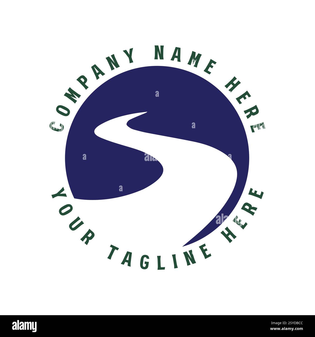 Simple minimaliste Circular Winding Road Street River Creek logo inspiration Illustration de Vecteur