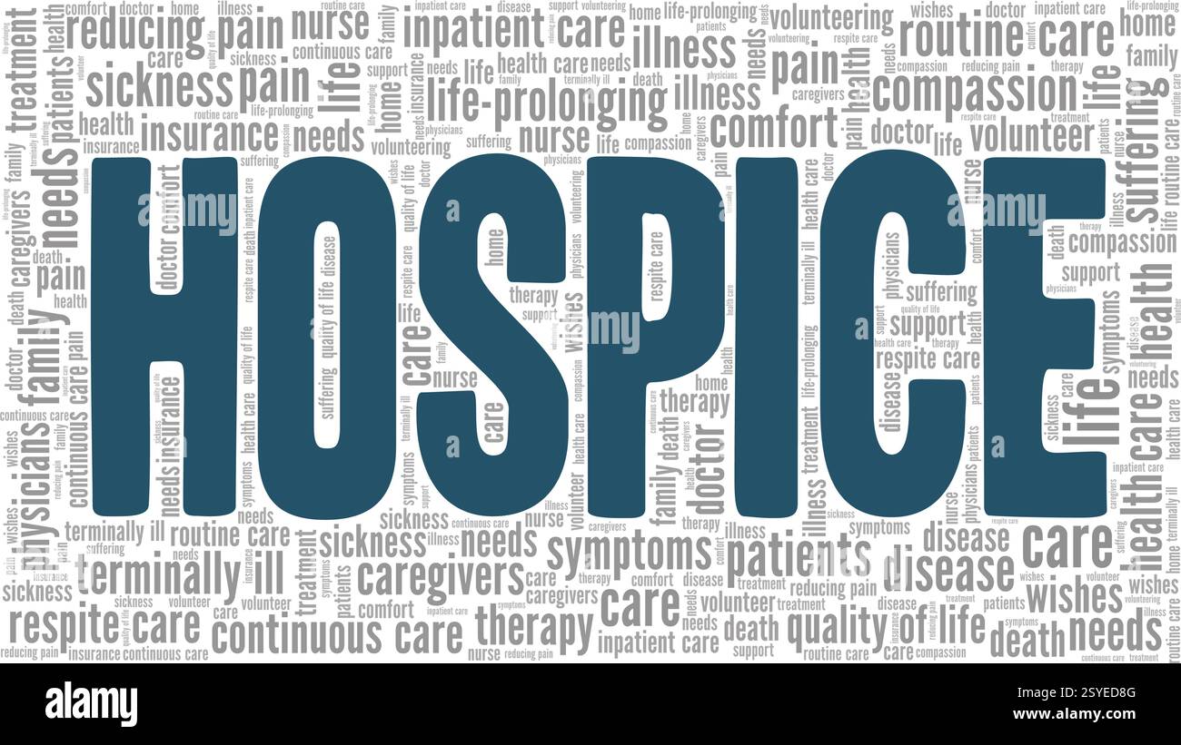 Hospice illustration vectorielle nuage de mot isolé sur un fond blanc. Illustration de Vecteur