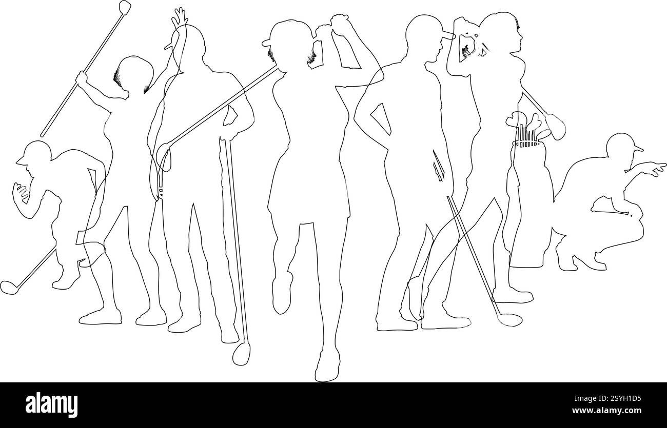 Golfeurs Golf Silhouette Golf personnes silhouettes Illustration de Vecteur