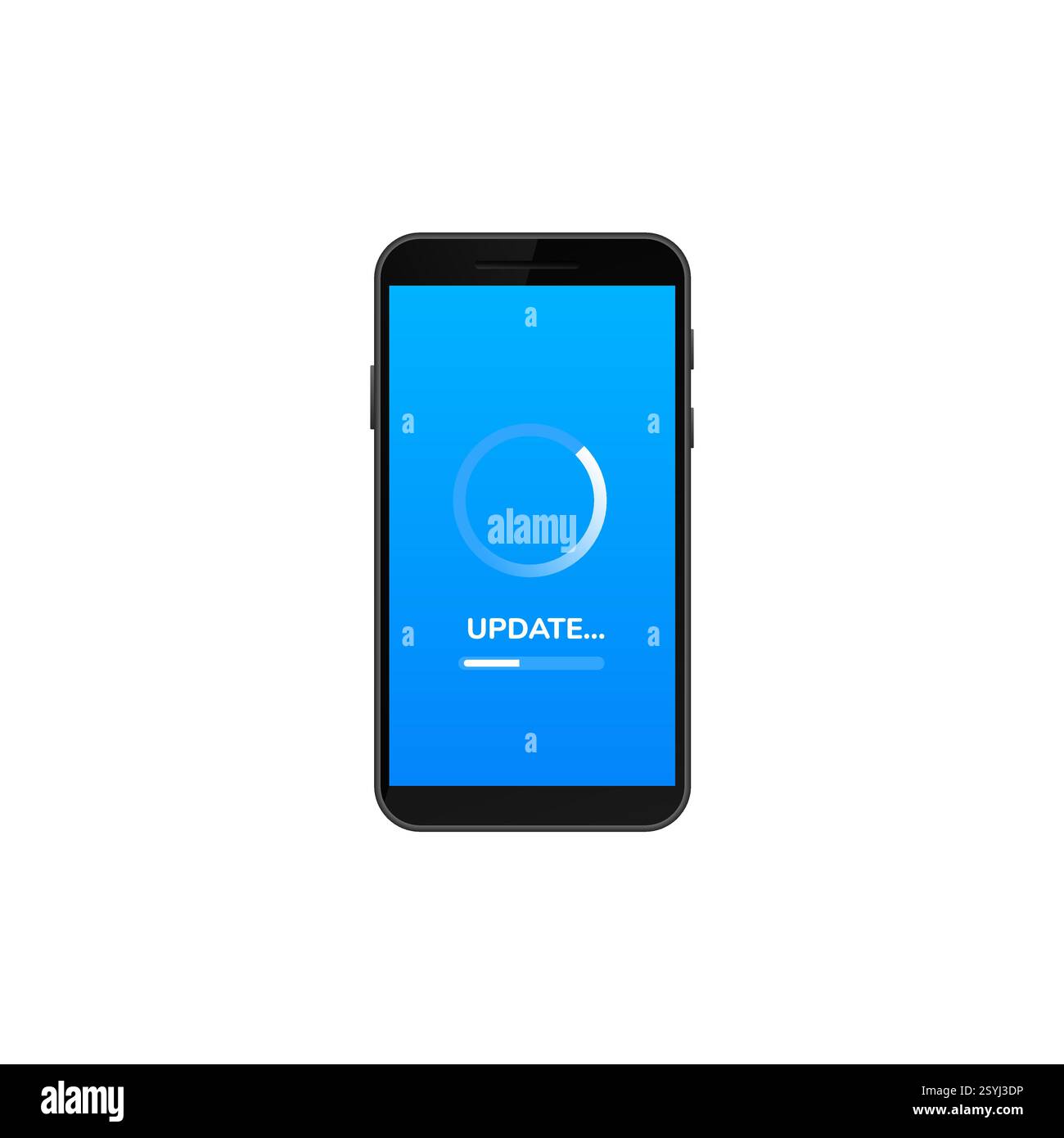Smartphone affichant la progression de la mise à jour logicielle avec animation bleue sur l'écran de chargement Illustration de Vecteur