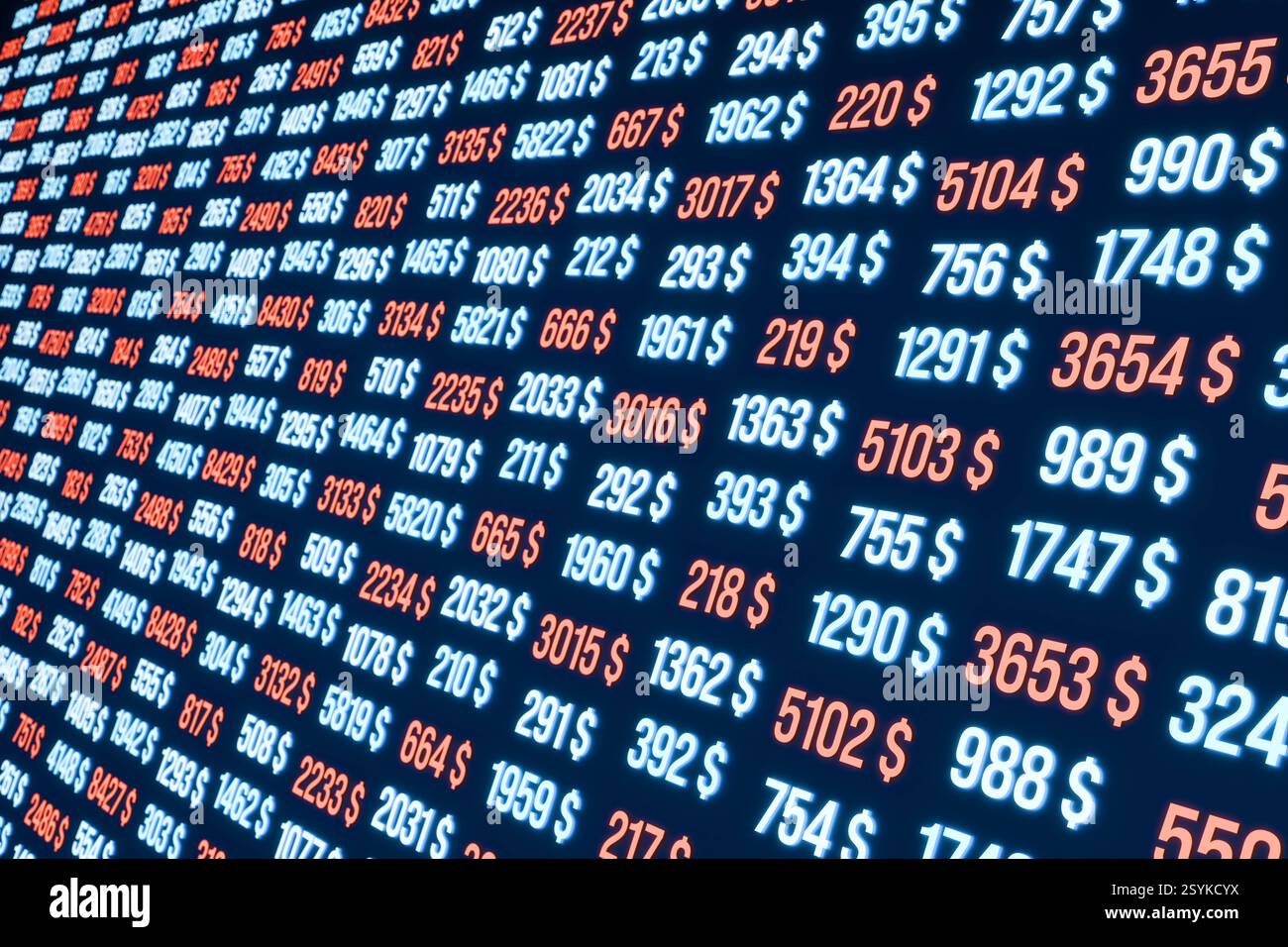 Chiffres financiers, chiffres, données, statistiques, rapport d'entreprise. Écran de l'appareil avec feuille de calcul et chiffres. Chiffres financiers, études de marché, données, statistiques, devises, rapport d'entreprise, planification. Illustration 3D img_numbers023s03_screen_data_Financial_figures Banque D'Images