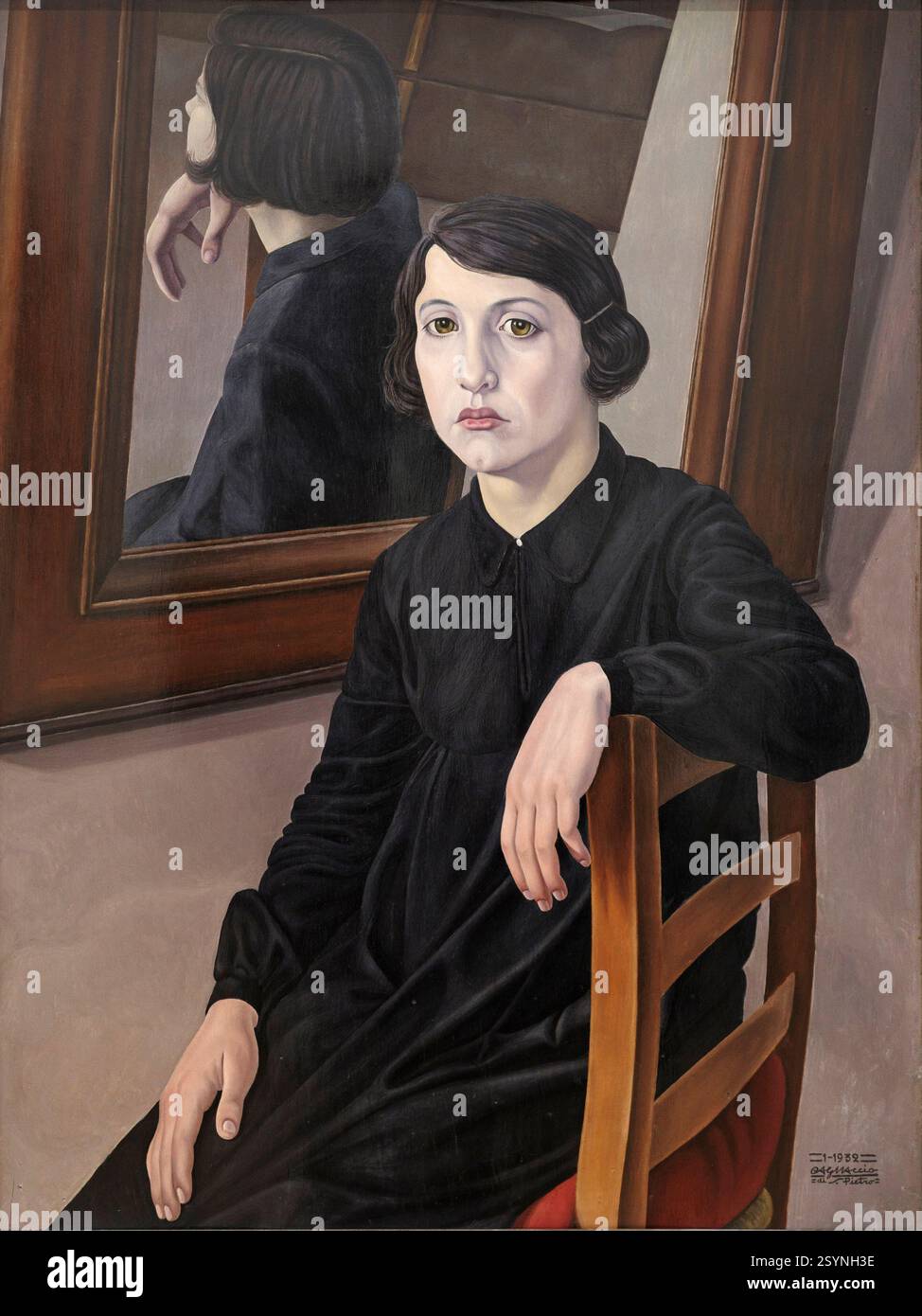 Cagnaccio Di San Pietro (1897-1946), la ragazza e lo specchio, 1932. La fille et le miroir. Banque D'Images