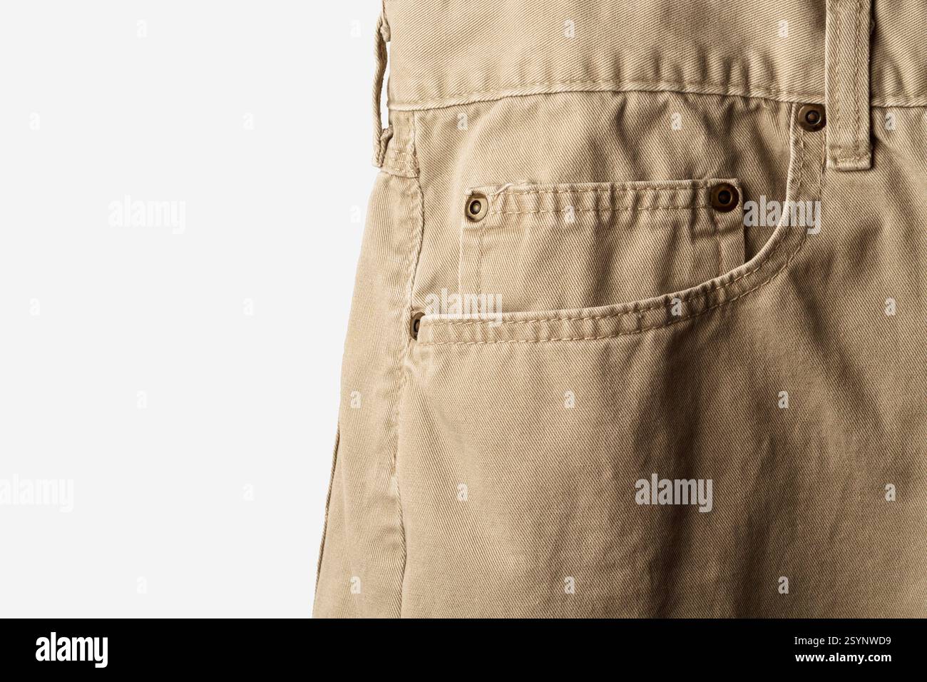 Vue détaillée du pantalon kaki avec espace copie Banque D'Images