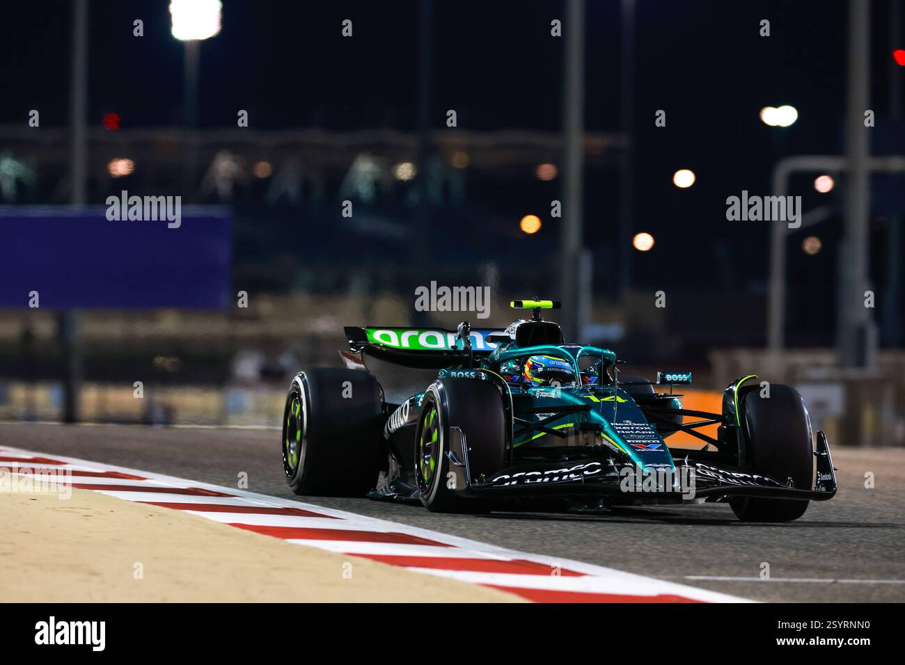 14 ALONSO Fernando (spa), Aston Martin F1 Team AMR24, action lors des essais de pré-saison de formule 1 Aramco 2025 du Championnat du monde de formule 1 FIA 2025 du 26 au 28 février 2025 sur le circuit international de Bahreïn, à Sakhir, Bahreïn - photo / DPPI Banque D'Images