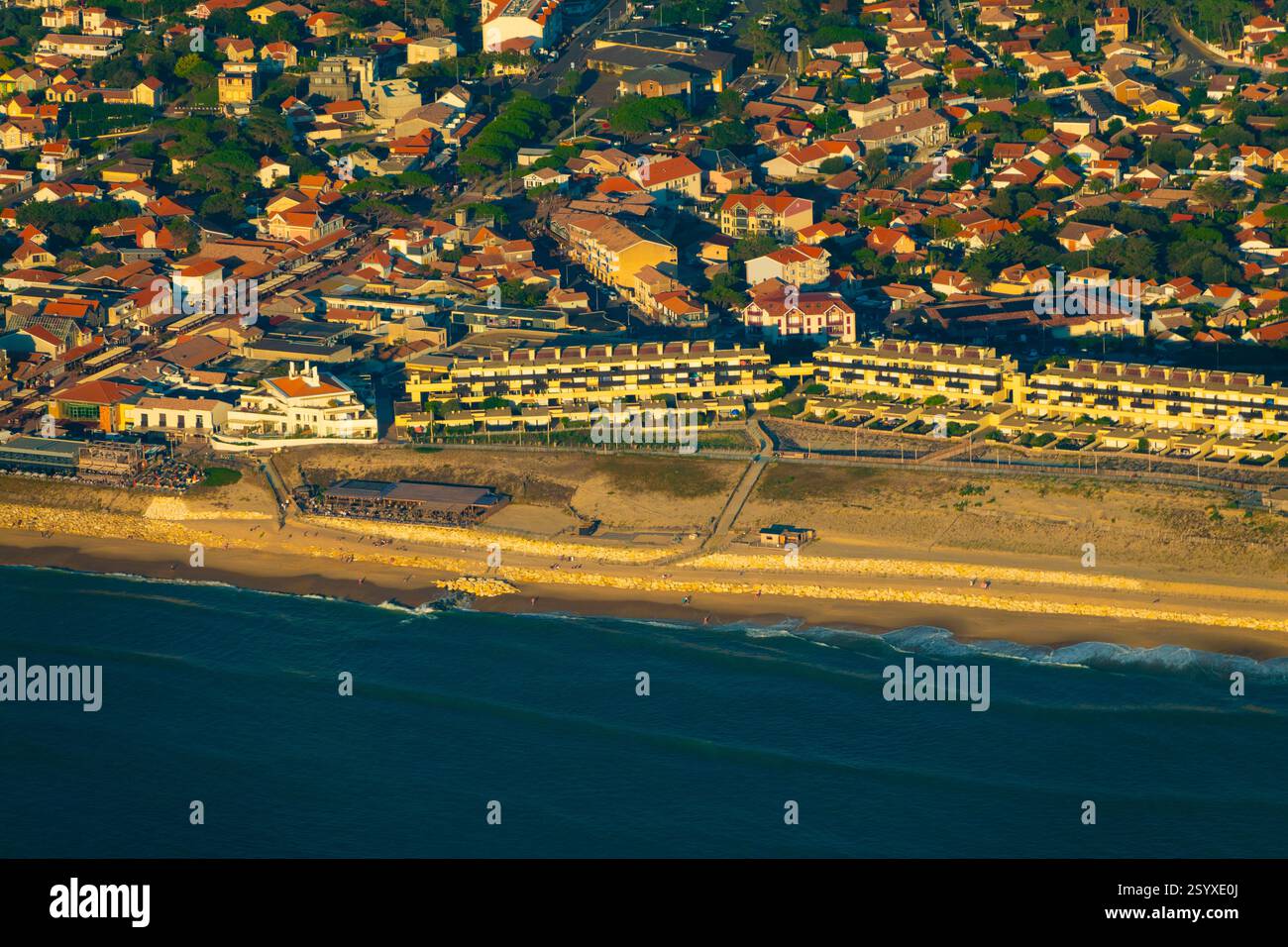 France, Gironde (33), vue aérienne de la ville côtière de Lacanau Océan Banque D'Images