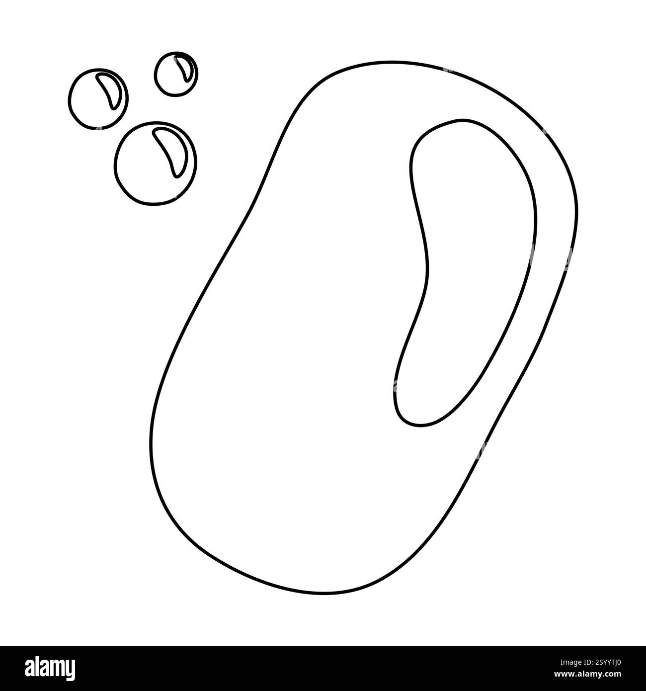 Morceau de pain de savon de nettoyage de main solide avec des bulles, illustration vectorielle plate de style doodle pour livre de coloriage d'enfants Illustration de Vecteur