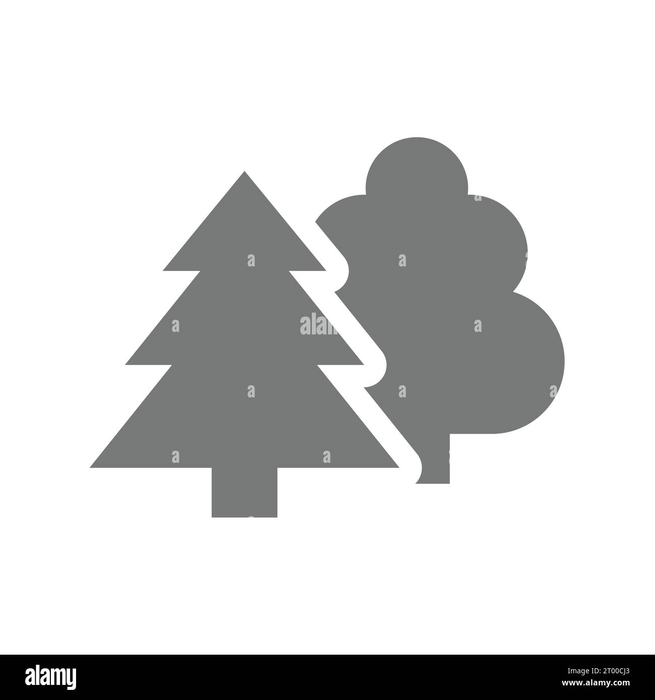 Arbres, feuillus et pin, icône vectorielle. Symbole d'arbre de forêt et de nature. Illustration de Vecteur