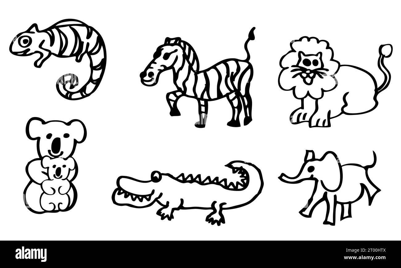 Images de dessins animés colorés peints à la main pour les garçons et les filles. Les enfants et les tout-petits peuvent apprendre avec elle de manière ludique ou en couleur dans les images Banque D'Images