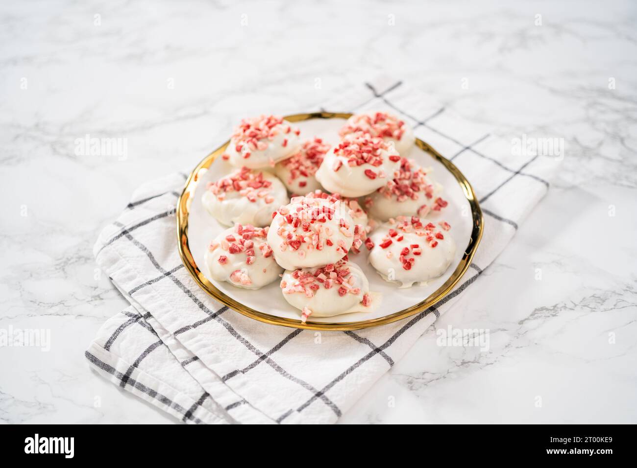 Biscuits au chocolat blanc à la menthe poivrée Banque D'Images