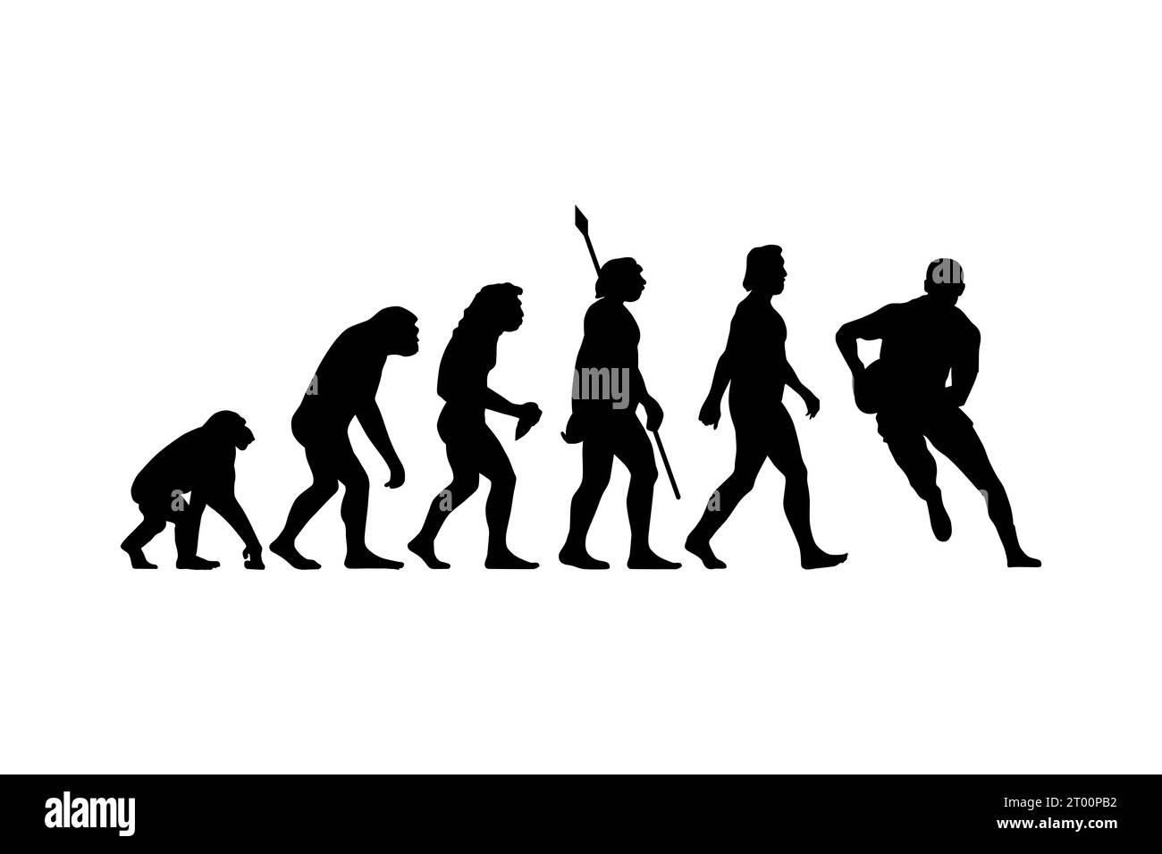 La théorie de l'évolution de Charles Darwin peut être métaphoriquement appliquée à divers aspects de la culture et des activités humaines, y compris des sports comme le rugby Illustration de Vecteur