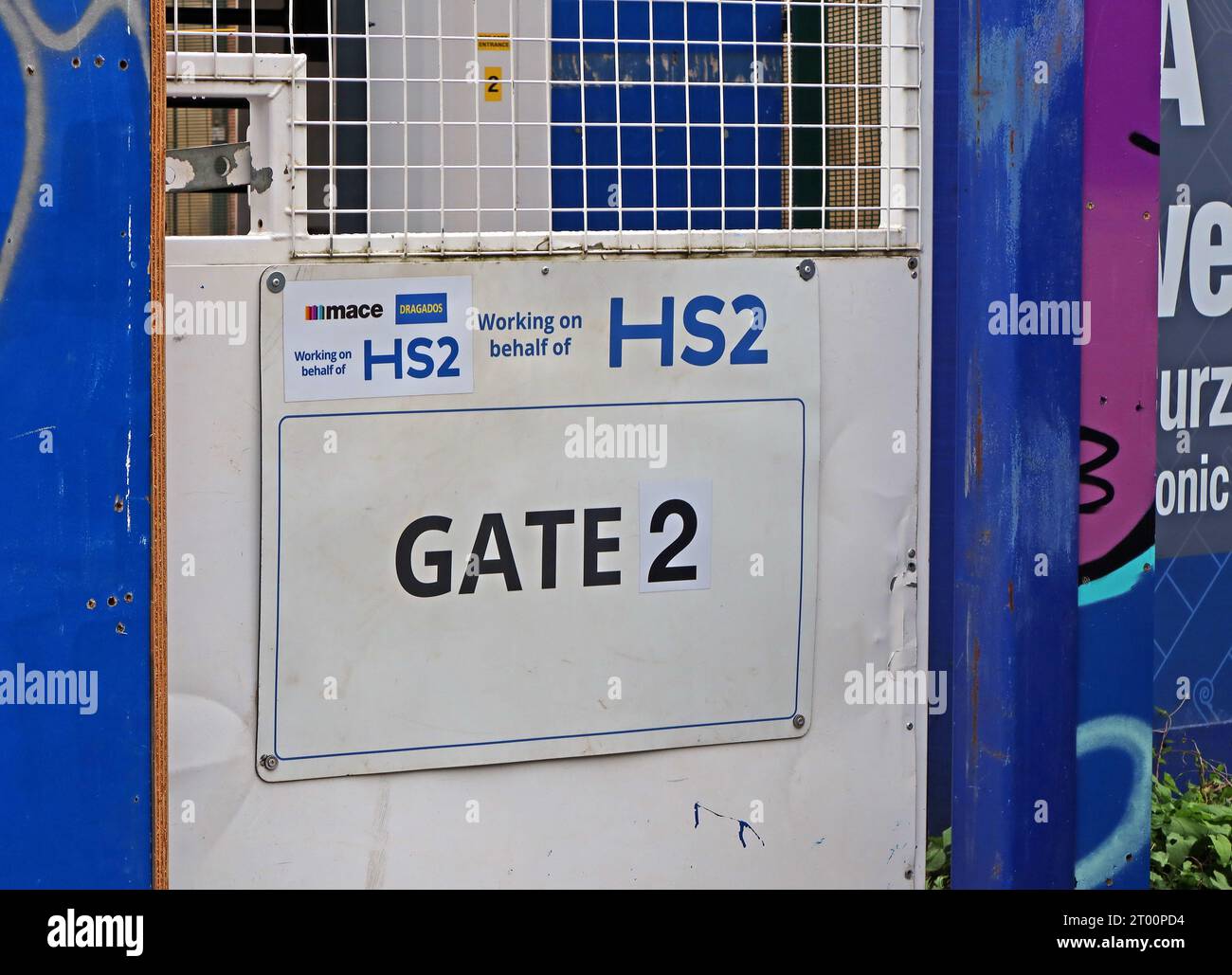 HS2 site Mace & Dragados Gates à Birmingham Curzon St, gare ferroviaire, Central Birmingham, West Midlands, Angleterre, ROYAUME-UNI, B4 7XG Banque D'Images