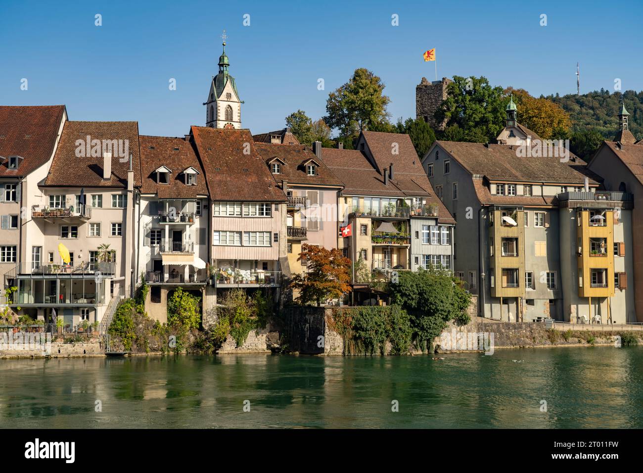 Laufenburg und der Rhein, Argovie, Schweiz, Europa | Rhin et Laufenburg, Argovie, Suisse, Europe Banque D'Images