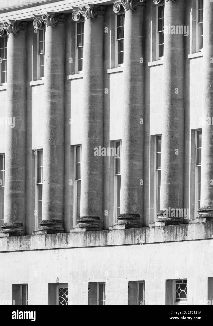 Piliers du Royal Crescent, Bath, Somerset, Angleterre, Royaume-Uni, GO. Banque D'Images