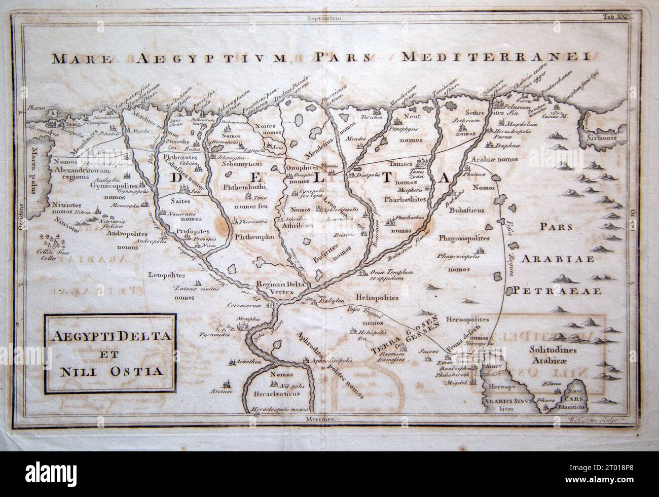 Carte du delta du Nil et de la côte méditerranéenne, Égypte 1794 gravée par William Henry Toms 1700-1763 Banque D'Images