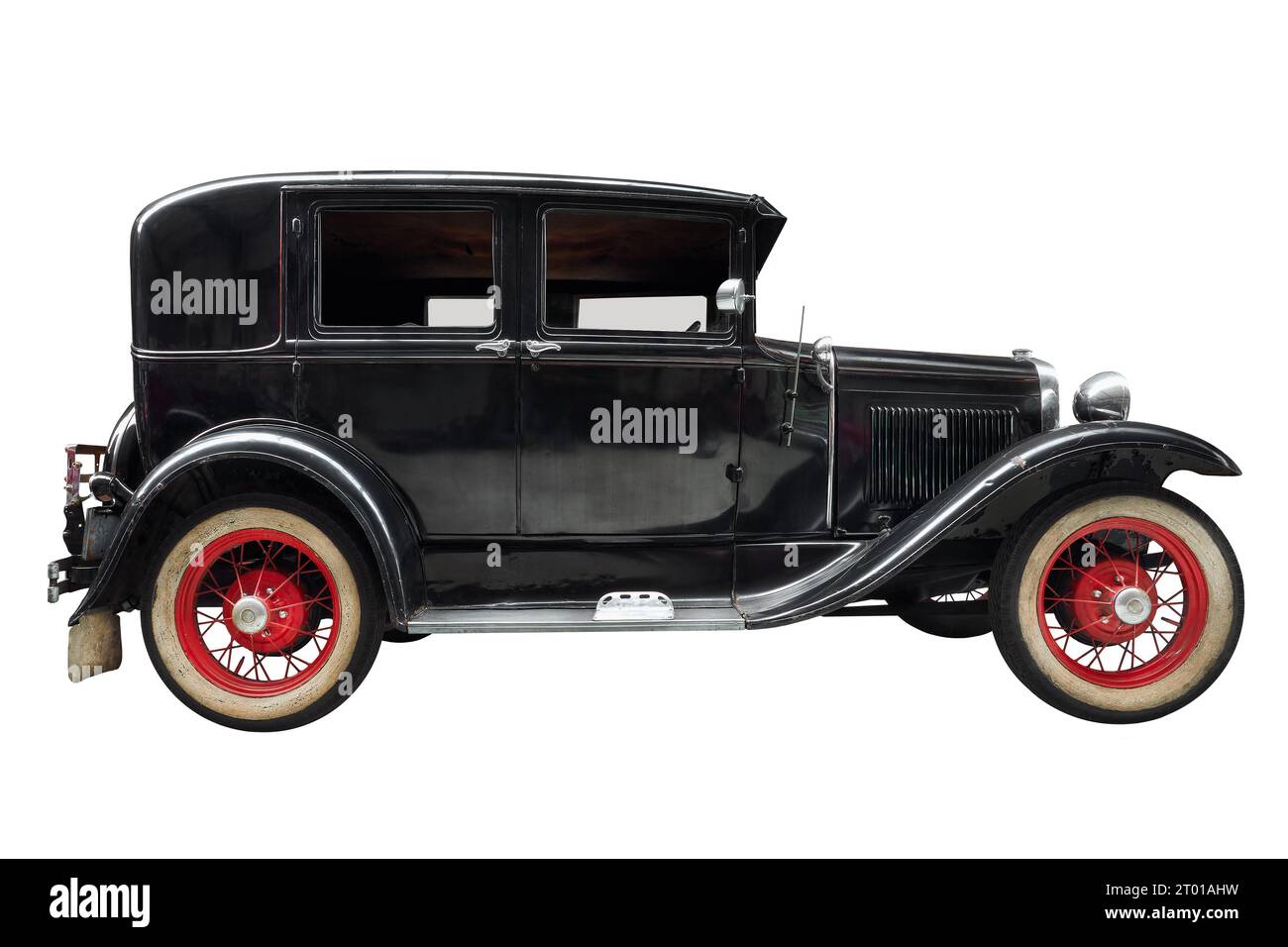 Vue latérale d'une voiture classique de luxe noire du début du XXe siècle Banque D'Images