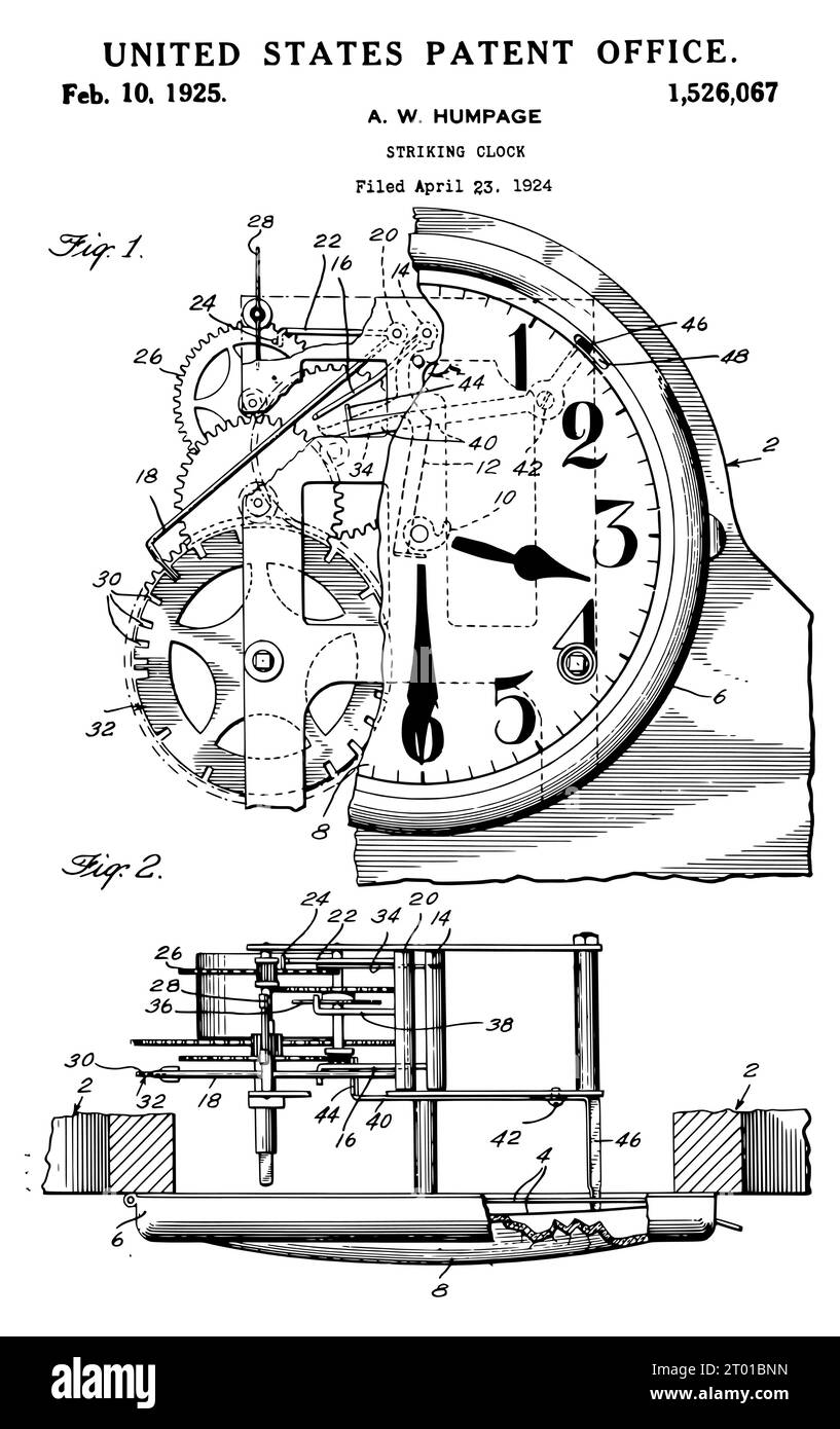 Vintage 1925 verni horloge frappante Illustration de Vecteur