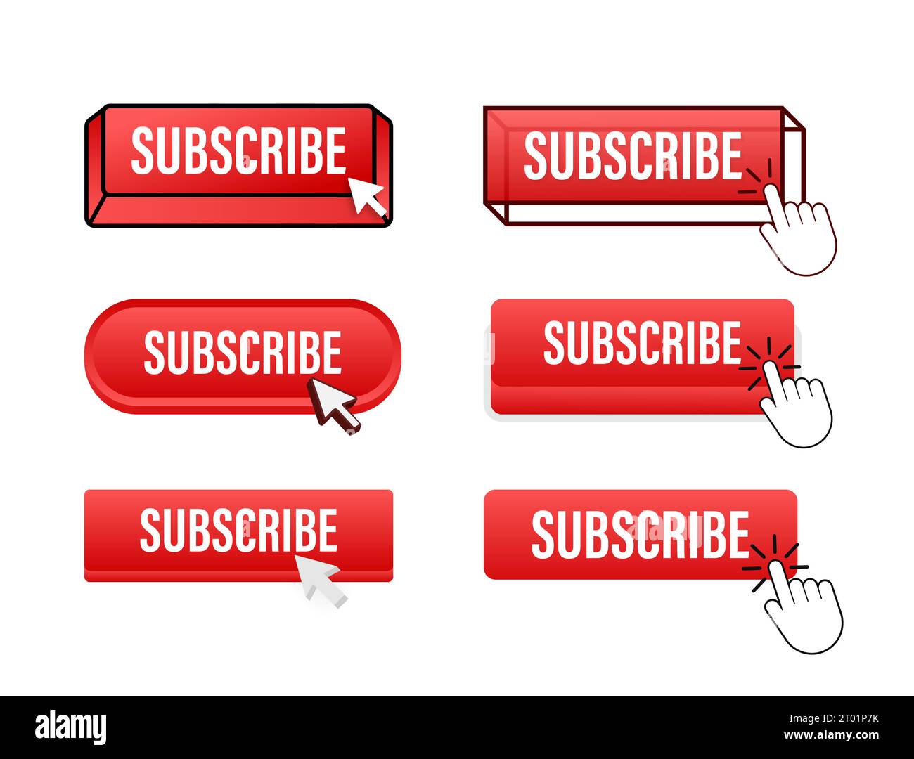 Bouton s'abonner avec pointeur de la souris. Boutons Web d'abonnement définis. Elément d'interface utilisateur de style plat. Illustration vectorielle Illustration de Vecteur