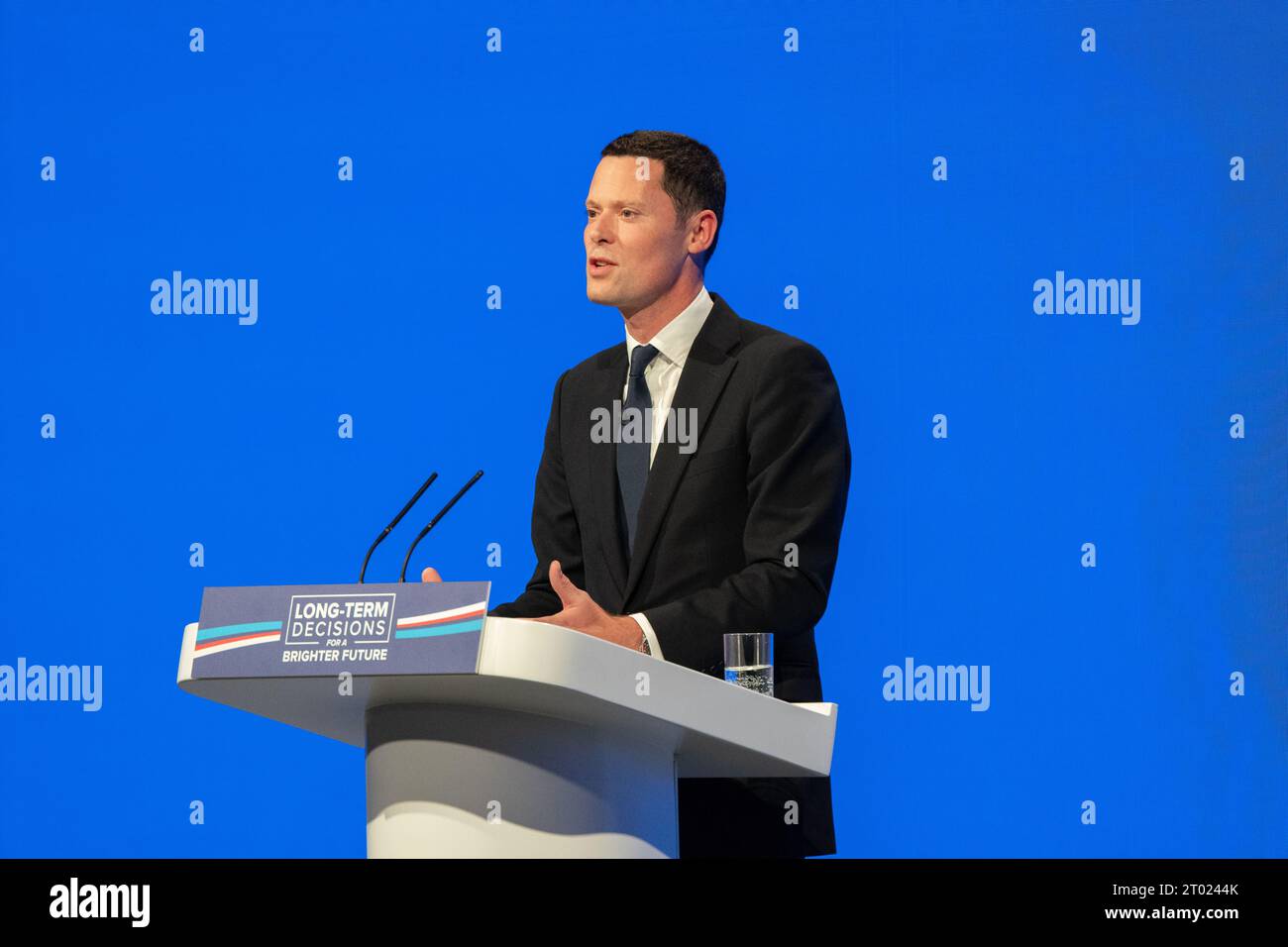 Manchester, Royaume-Uni. 3 octobre 2023, Manchester, Royaume-Uni. Alex Chalk Secrétaire d'État à la Justice Discours à la conférence de Manchester. UK.Picture : garyroberts/worldwidefeatures.com crédit : GaryRobertsphotography/Alamy Live News Banque D'Images