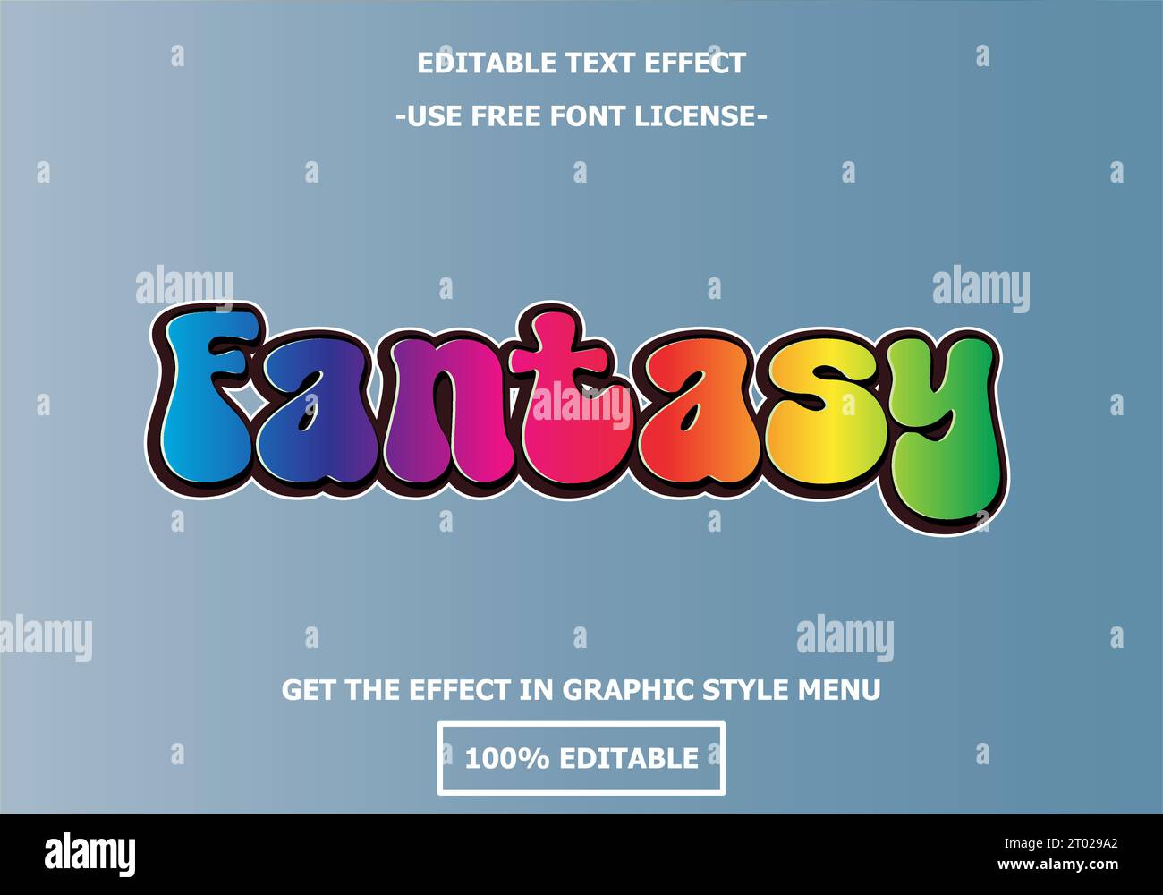 Modèle d'effet de texte modifiable Fantasy 3D. Vecteur de licence de police libre style Premium Illustration de Vecteur