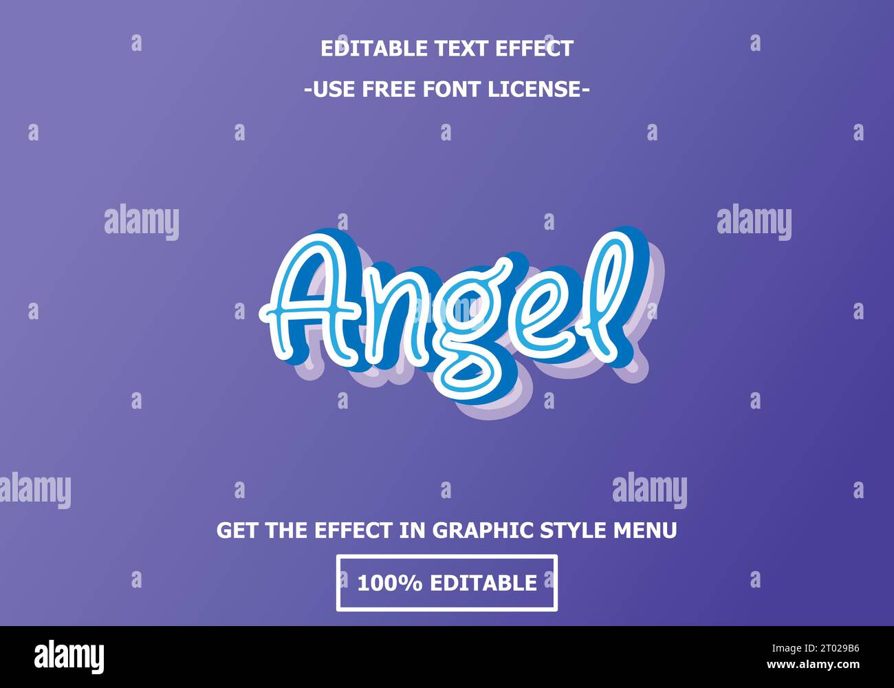 Modèle d'effet de texte modifiable Angel 3D. Vecteur de licence de police libre style Premium Illustration de Vecteur