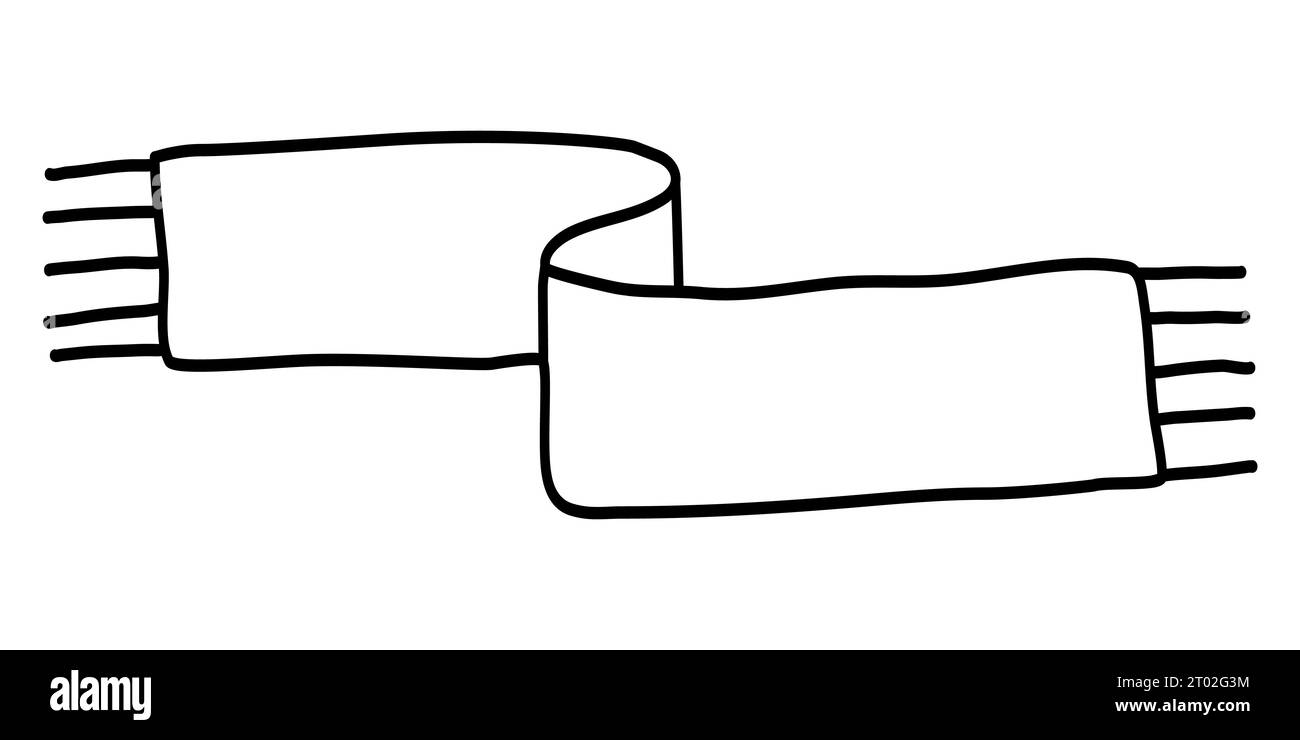 Écharpe d'hiver chaude ondulée avec frange, illustration vectorielle plate de style doodle pour livre de coloriage pour enfants Illustration de Vecteur