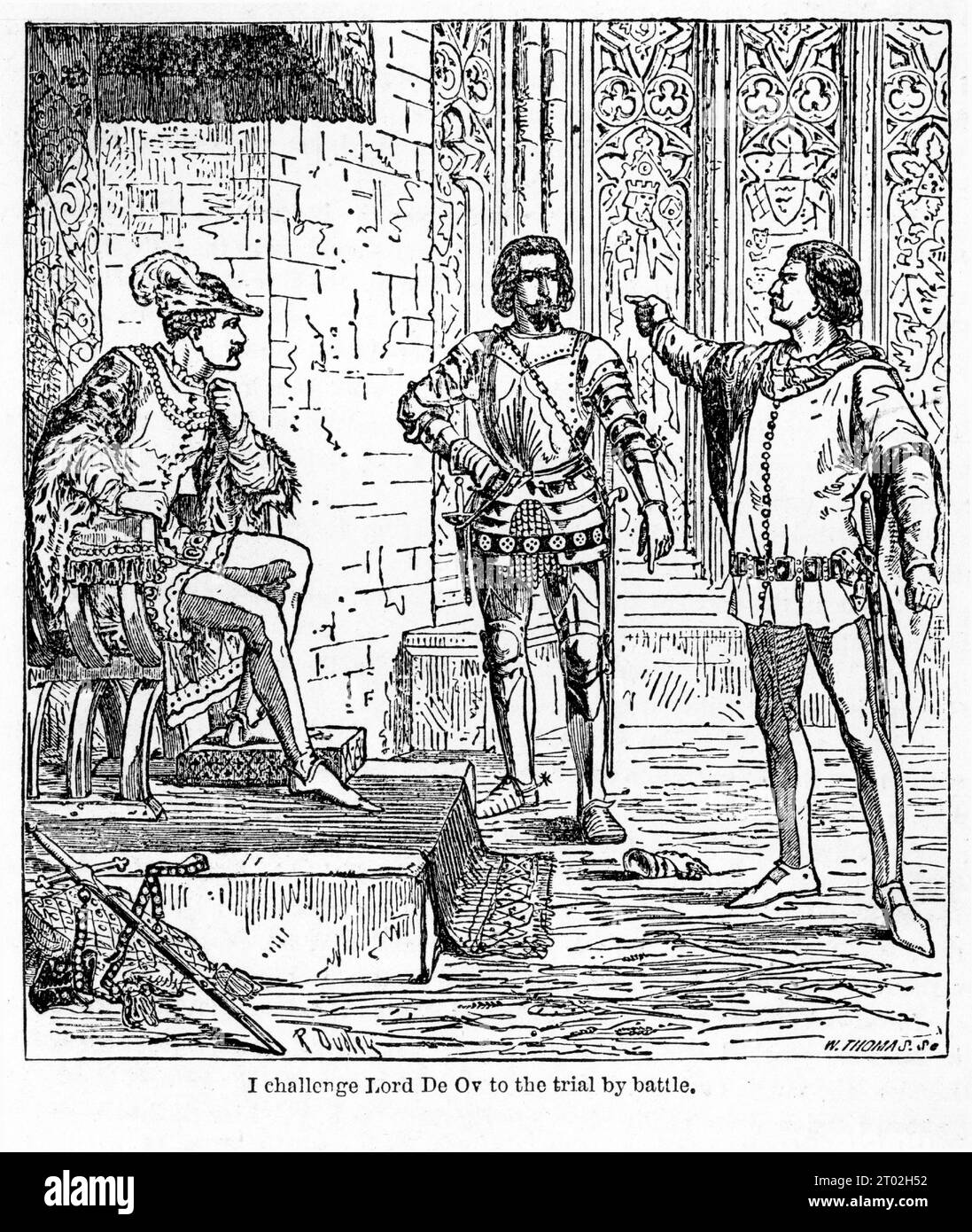 Gravure d'une scène de la vie du Prince Noir, Édouard de Woodstock, considéré comme un modèle de chevalerie et l'un des plus grands chevaliers de son âge. Banque D'Images